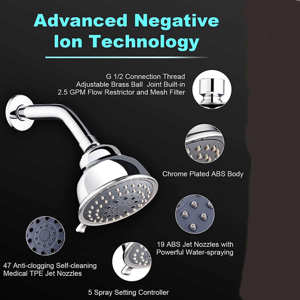 1pc 浴室シャワーヘッド 5 ギア調整可能な高圧節水シャワ - High Pressure Shower Head Handheld のレビューと価格