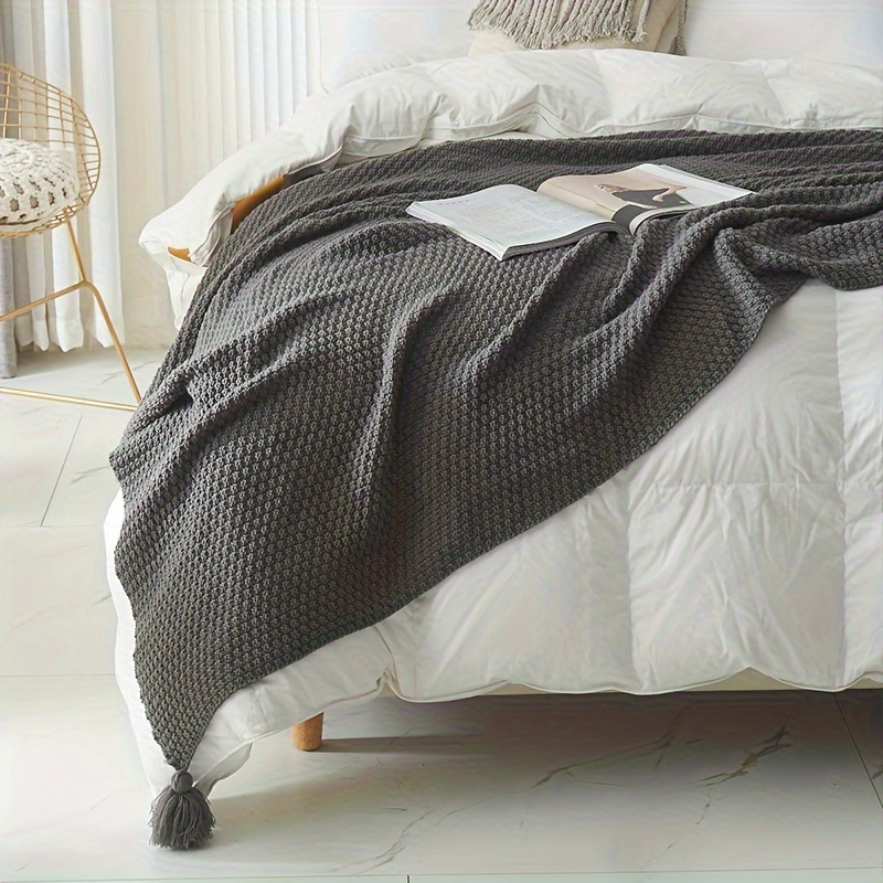 ボヘミアンニットスローブランケット、装飾タッセルフリンジ付き - Boho Throw Blanket Fringe のレビューと価格