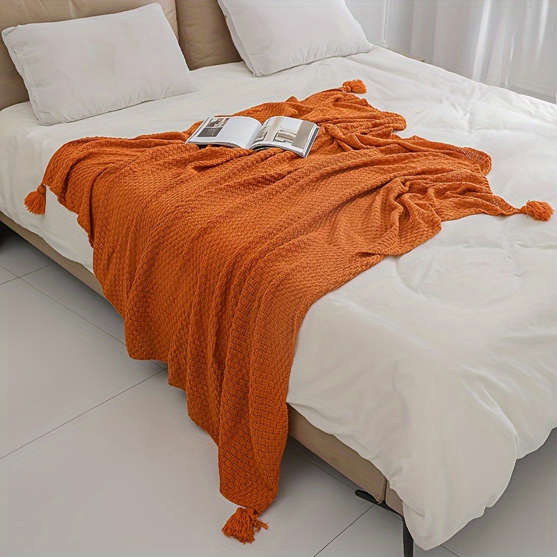 ボヘミアンニットスローブランケット、装飾タッセルフリンジ付き - Boho Throw Blanket Fringe のレビューと価格