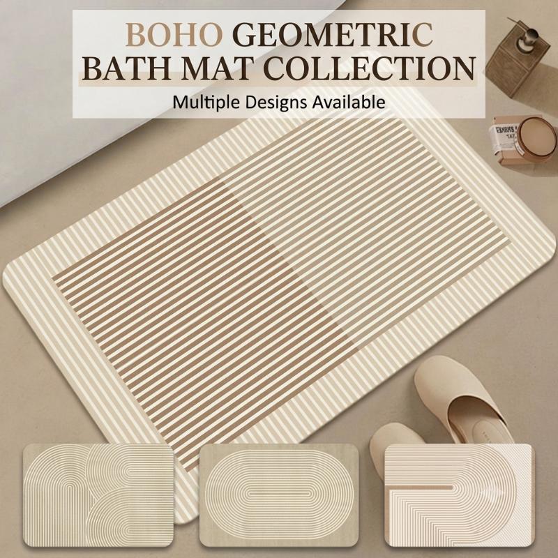 珪藻土バスマット 速乾 吸水性 ベージュ ストライプ 滑り止 - Quick Dry Diatomite Bath Mat のレビューと価格