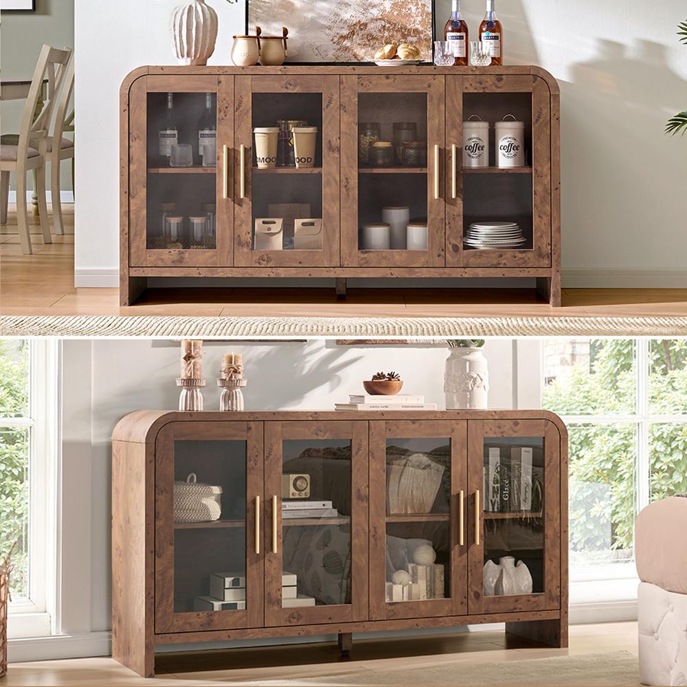収納付きサイドボードビュッフェキャビネット、調節可能な棚と4 - Storage & Organization のレビューと価格
