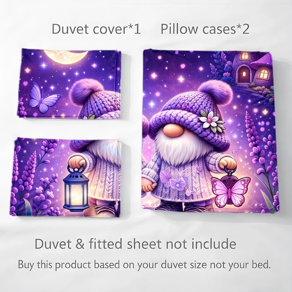 3ピースドリーミーパープルエルフテーマ布団カバーセット、3ピ - Duvet Cover Sets With Zipper のレビューと価格