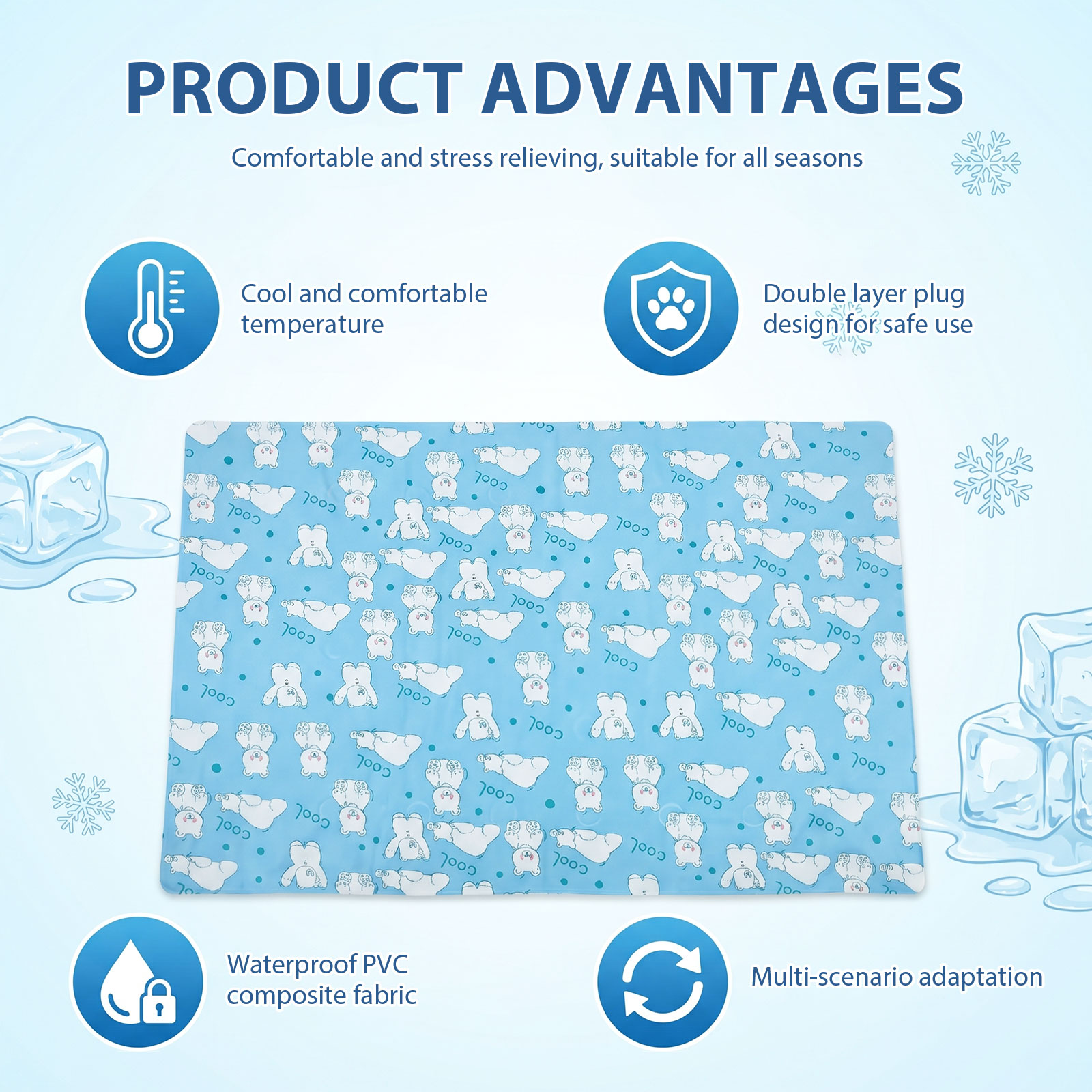犬用冷却マット、アイスジェル入り、水を加えるタイプ、ペット用 - Cooling Blanket Hot Sleepers のレビューと価格