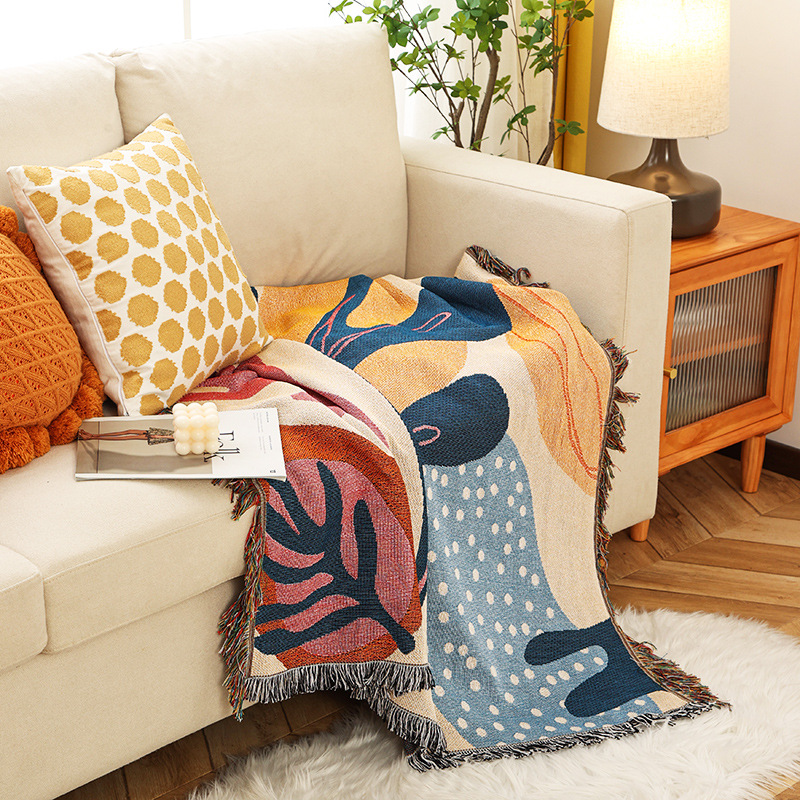 シティテキスタイル植物パターンが毛布を投げる、ソファカバー、 - Boho Throw Blanket Fringe のレビューと価格