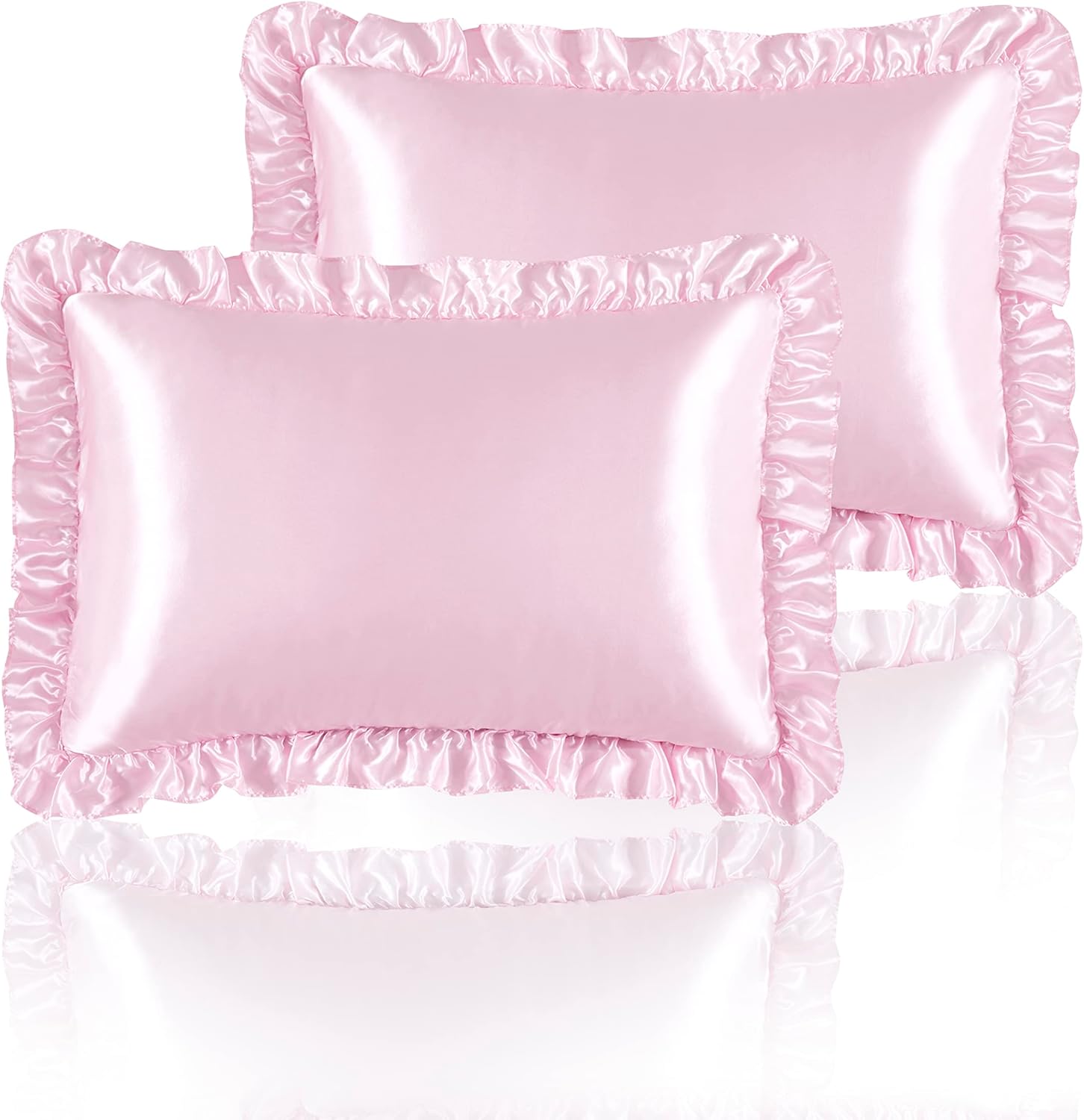 2 個のサテンフリル枕カバー、髪と肌用、無地のシルク枕カバー - Satin Silk Pillowcase Hair Skin のレビューと価格