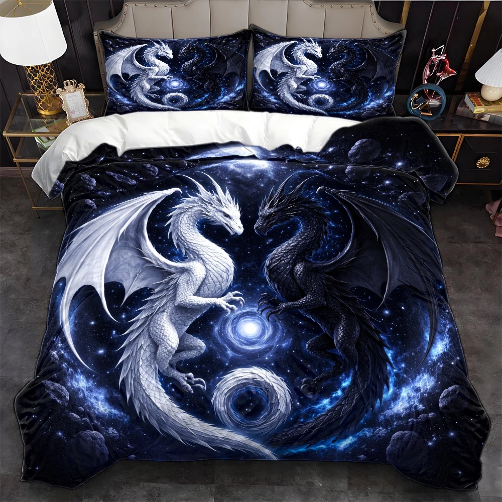 3ピース星空ドラゴントーテム布団カバーセット、3ピース寝具セ - Duvet Cover Sets With Zipper のレビューと価格
