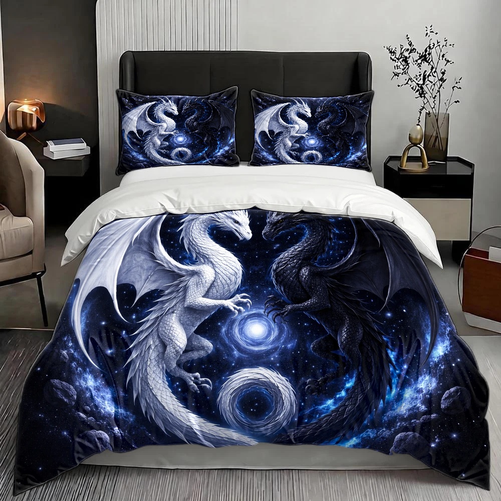 3ピース星空ドラゴントーテム布団カバーセット、3ピース寝具セ - Duvet Cover Sets With Zipper のレビューと価格