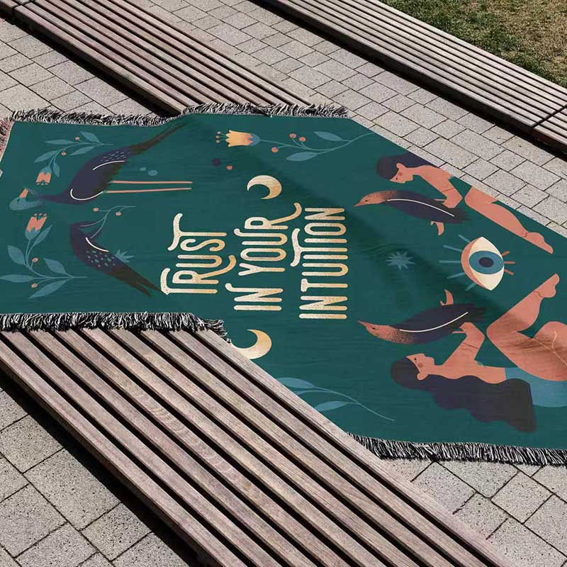 直感を信頼する織り込みタペストリー、スピリチュアルなボヘミア - Boho Throw Blanket Fringe のレビューと価格