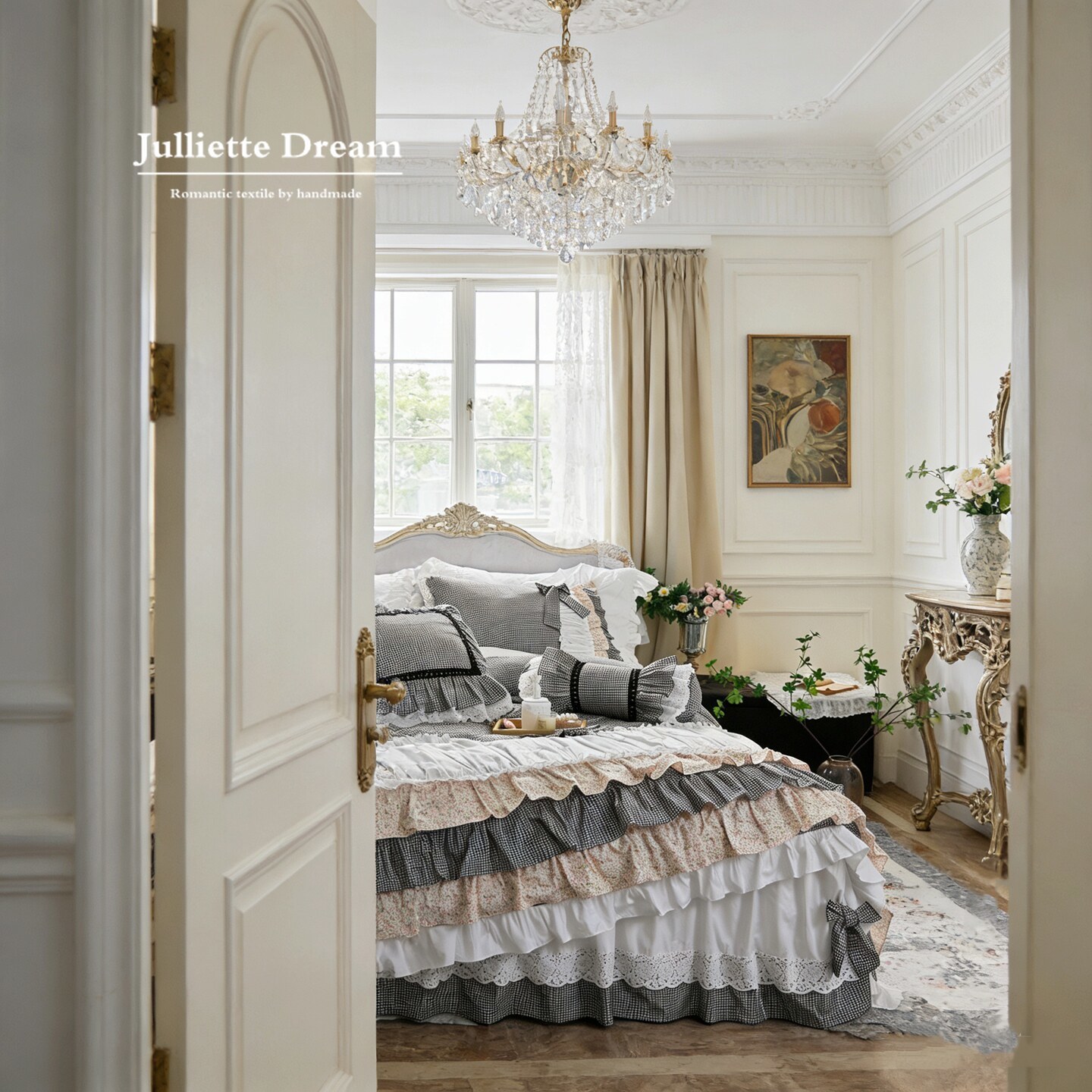 カントリーコテージコア寝具セット プリンセス風チェック柄花柄 - Aesthetic Floral Duvet Cover のレビューと価格