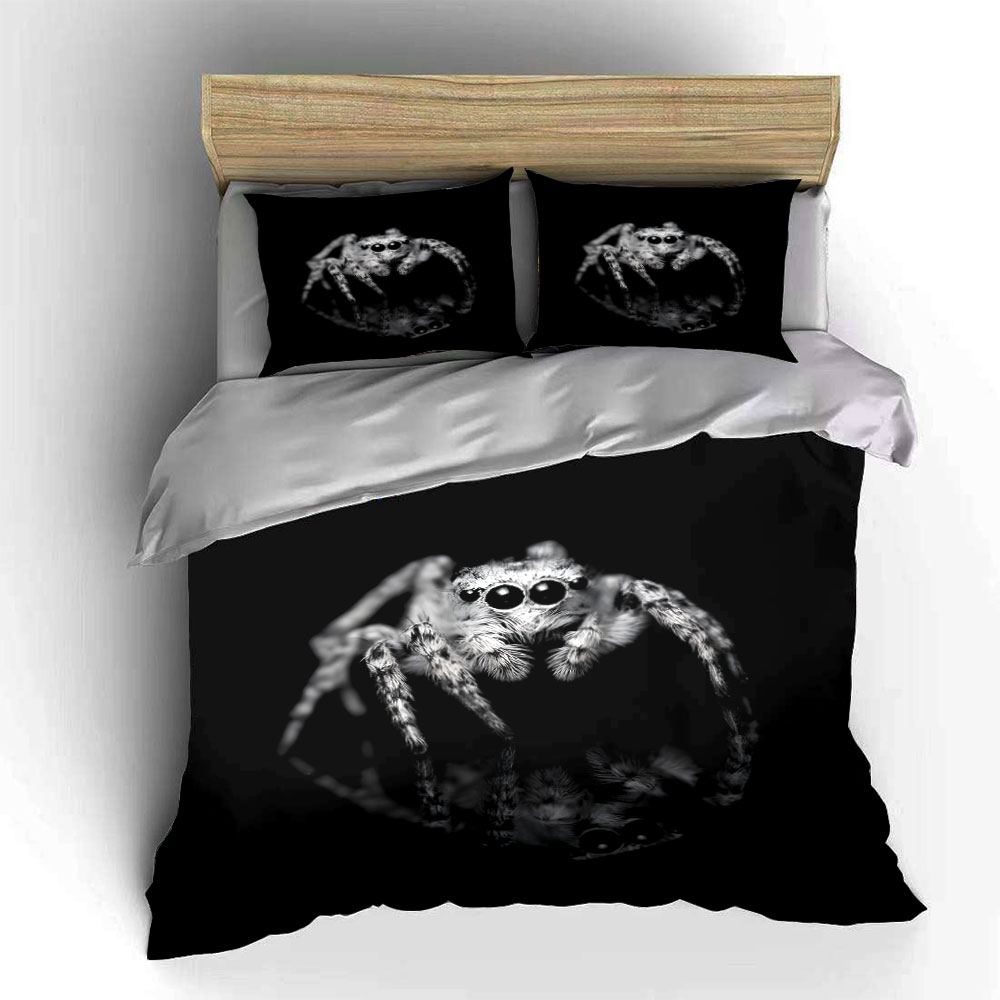ジャンピングスパイダー黒と白のダークスタイルパターン布団カバ - Duvet Cover Sets With Zipper のレビューと価格